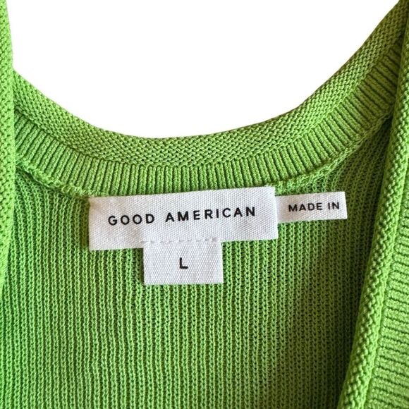 NWT Good American Women's Lime Green Rib Knit Bodycon Maxi Dress Flaw Size Large - Picture 6 of 10